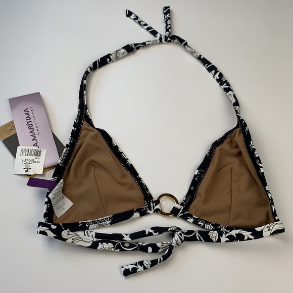 NWT Black & White Floral Print String Bikini Cia Maritima - Picture 4 of 10